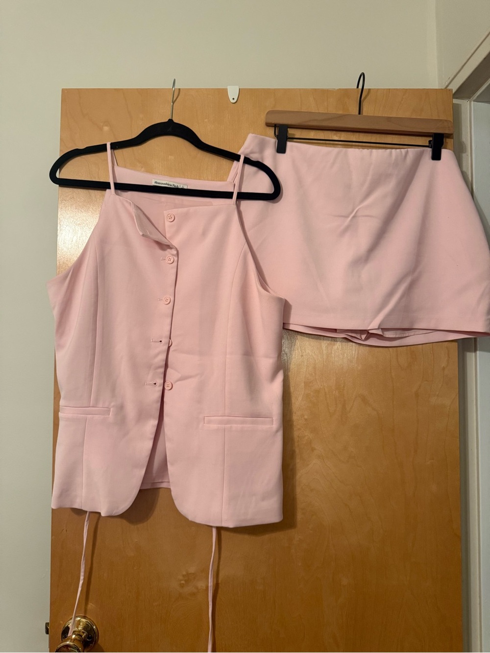 Light Pink Button-Front Skirt Set